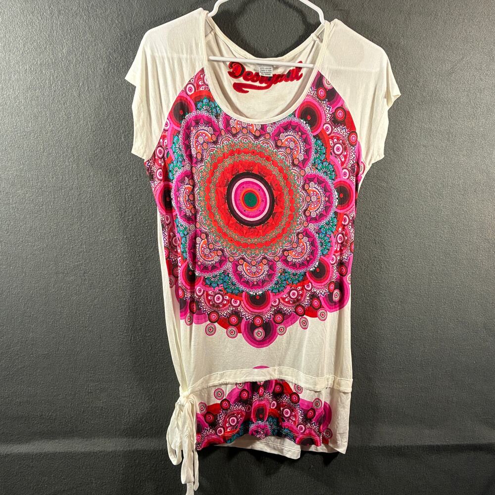 desigual euro women top‎ medium multicolor boho art to wear artsy abstract fairy
